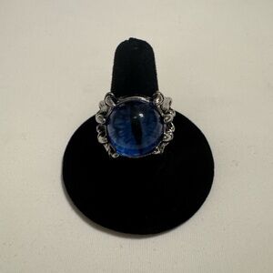 Blue alligator eye ring